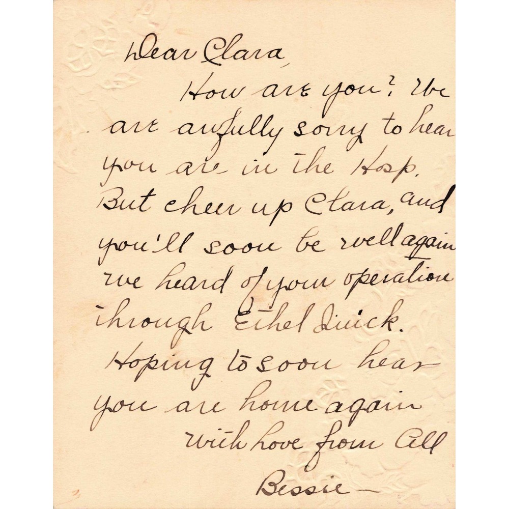 Vintage Sympathy Illness Card Floral Embossed Handwritten VG - Picture 2 of 2